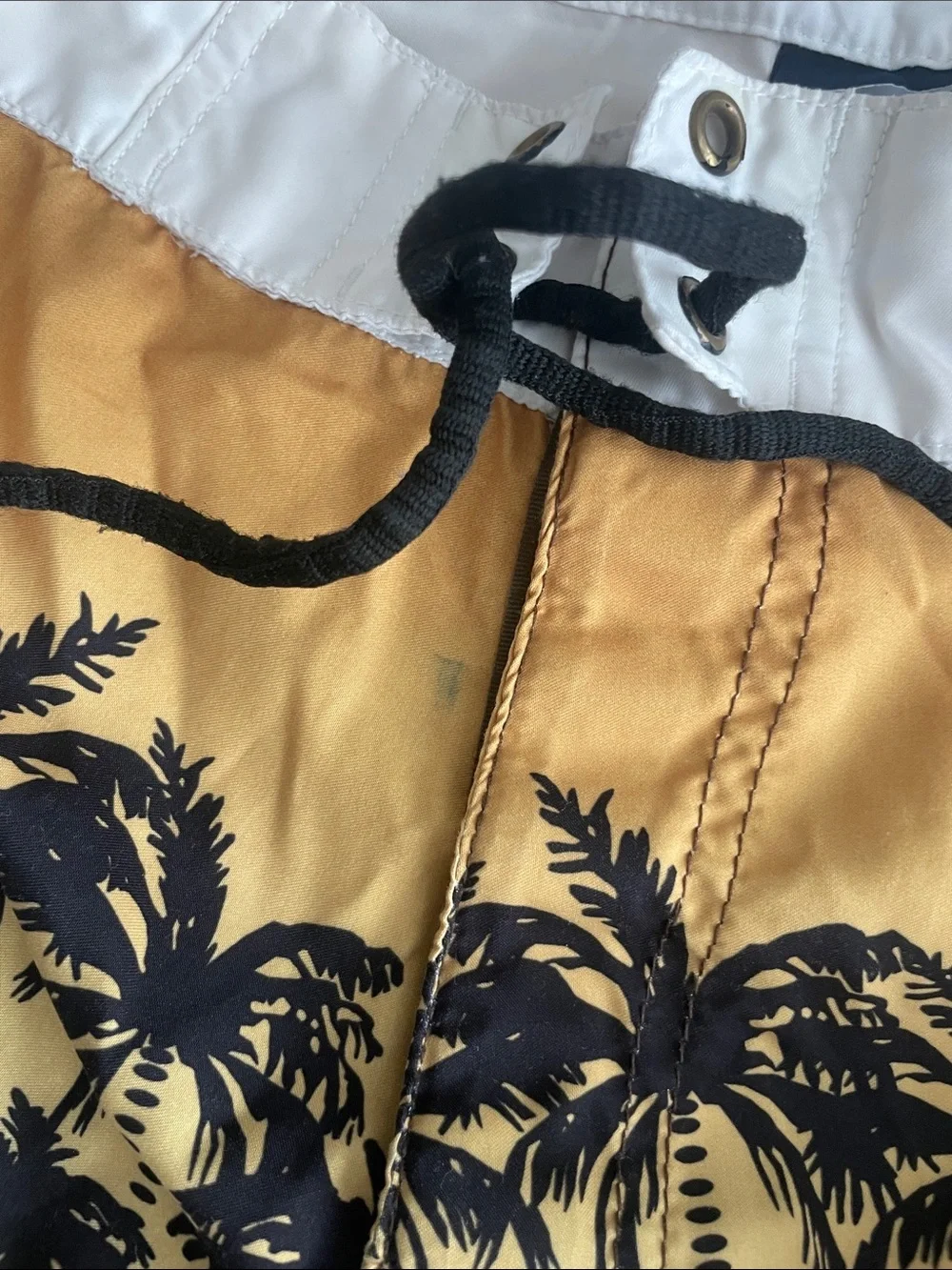 burnside Yellow, Black & Brown Palm-Print Swim Board Shorts